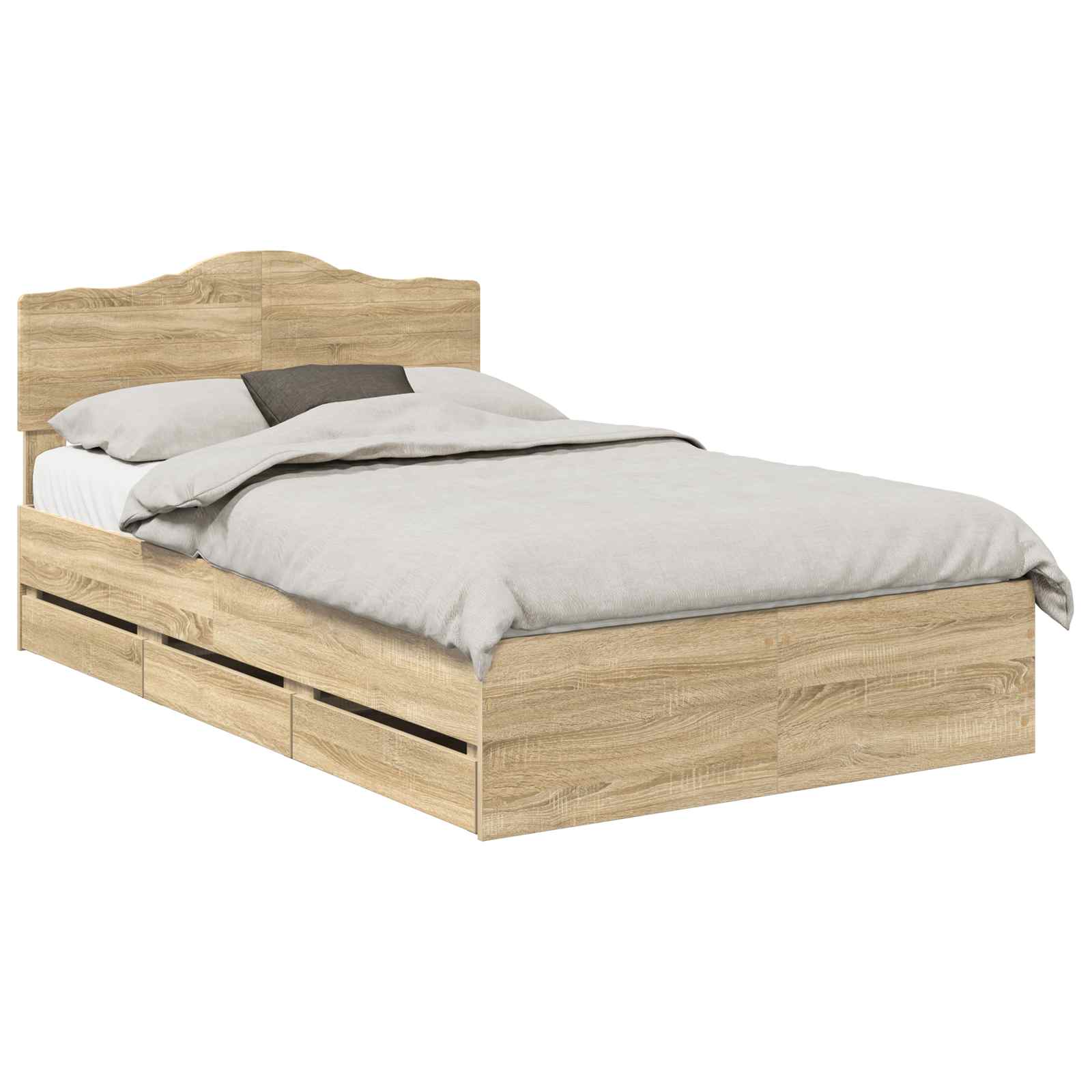vidaXL Bed Frame with Drawer Sonoma Oak 120 x 190 cm Engineer Wood 2