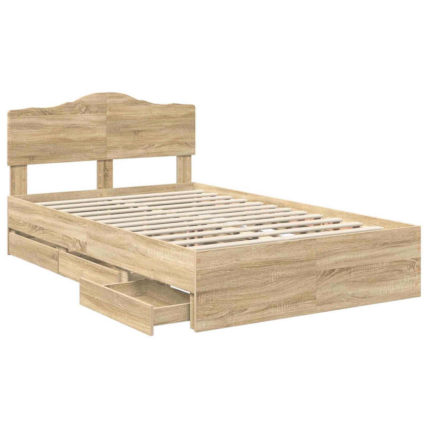 vidaXL Bed Frame with Drawer Sonoma Oak 120 x 190 cm Engineer Wood 5