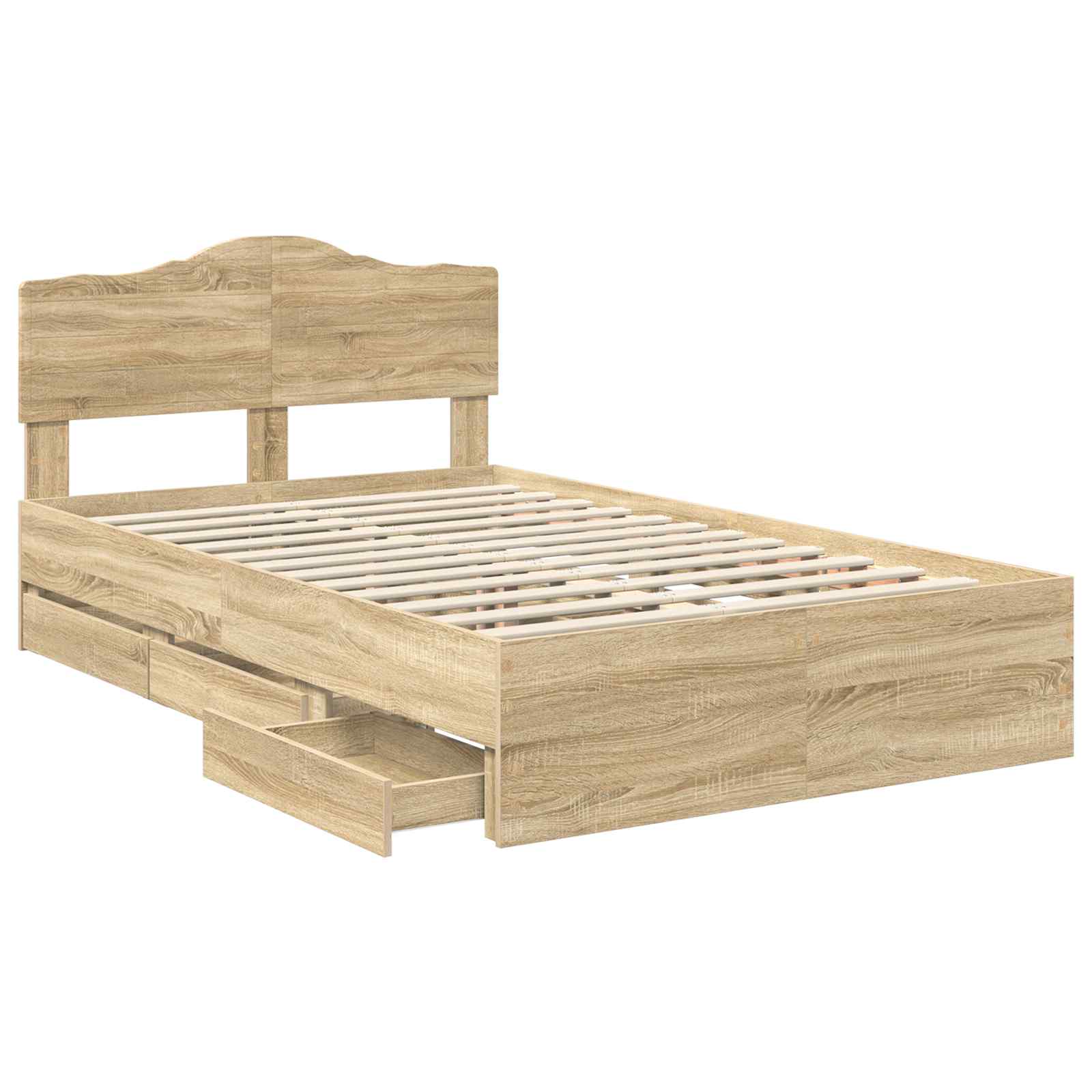 vidaXL Bed Frame with Drawer Sonoma Oak 120 x 190 cm Engineer Wood 5