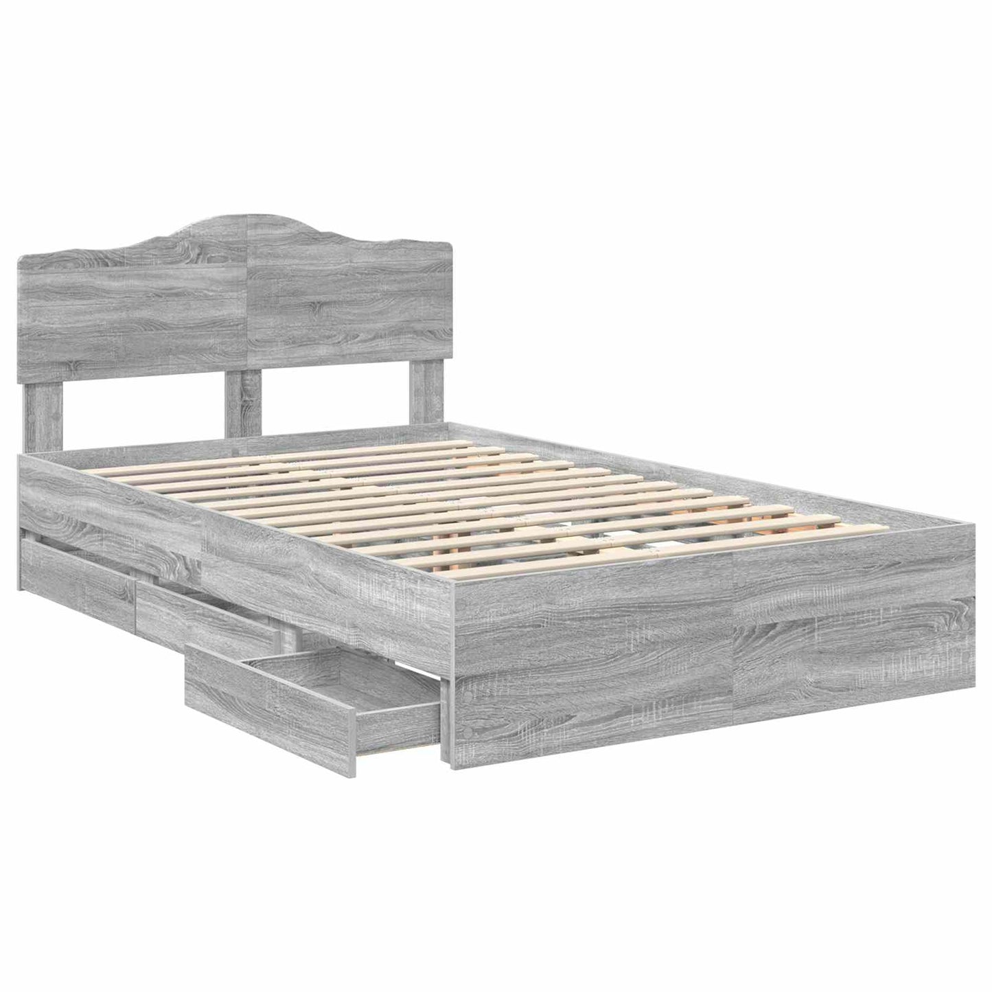 vidaXL Bed Frame with Drawer Grey Sonoma 120 x 190 cm Engineer Wood 5