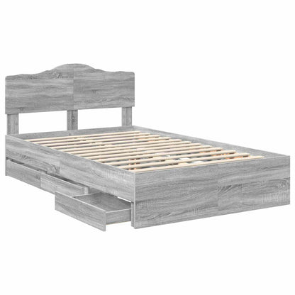 vidaXL Bed Frame with Drawer Grey Sonoma 120 x 190 cm Engineer Wood 5