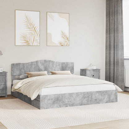 vidaXL Storage Bed Concrete Grey 200 x 200 cm Engineered Wood 1