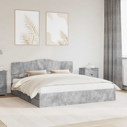 Storage Bed Engineered Wood Length 200 cm Concrete Grey 200 cm
