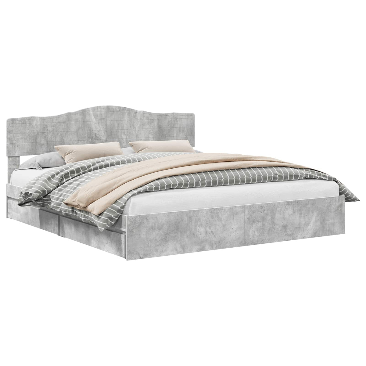 vidaXL Storage Bed Concrete Grey 200 x 200 cm Engineered Wood 2