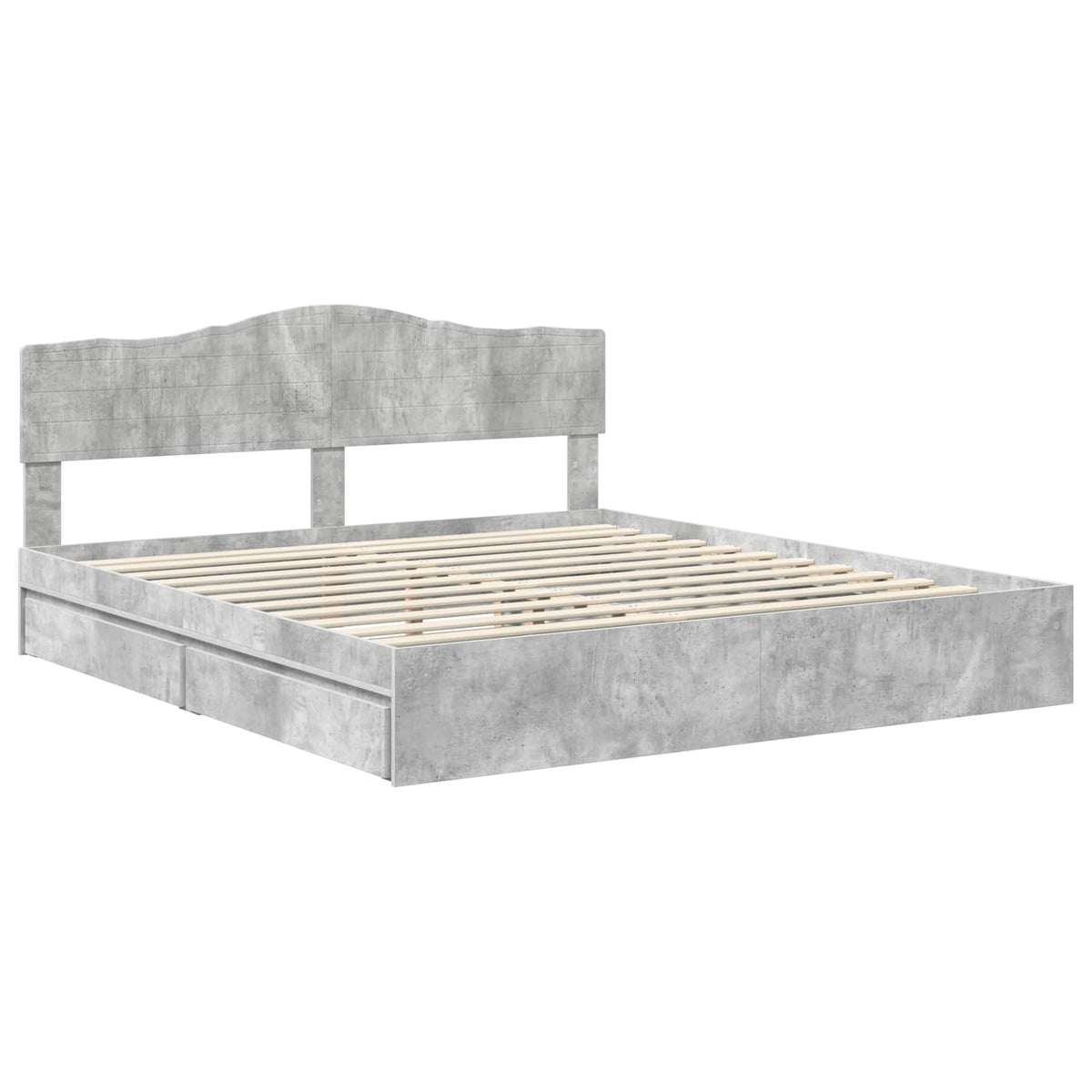 vidaXL Storage Bed Concrete Grey 200 x 200 cm Engineered Wood 4