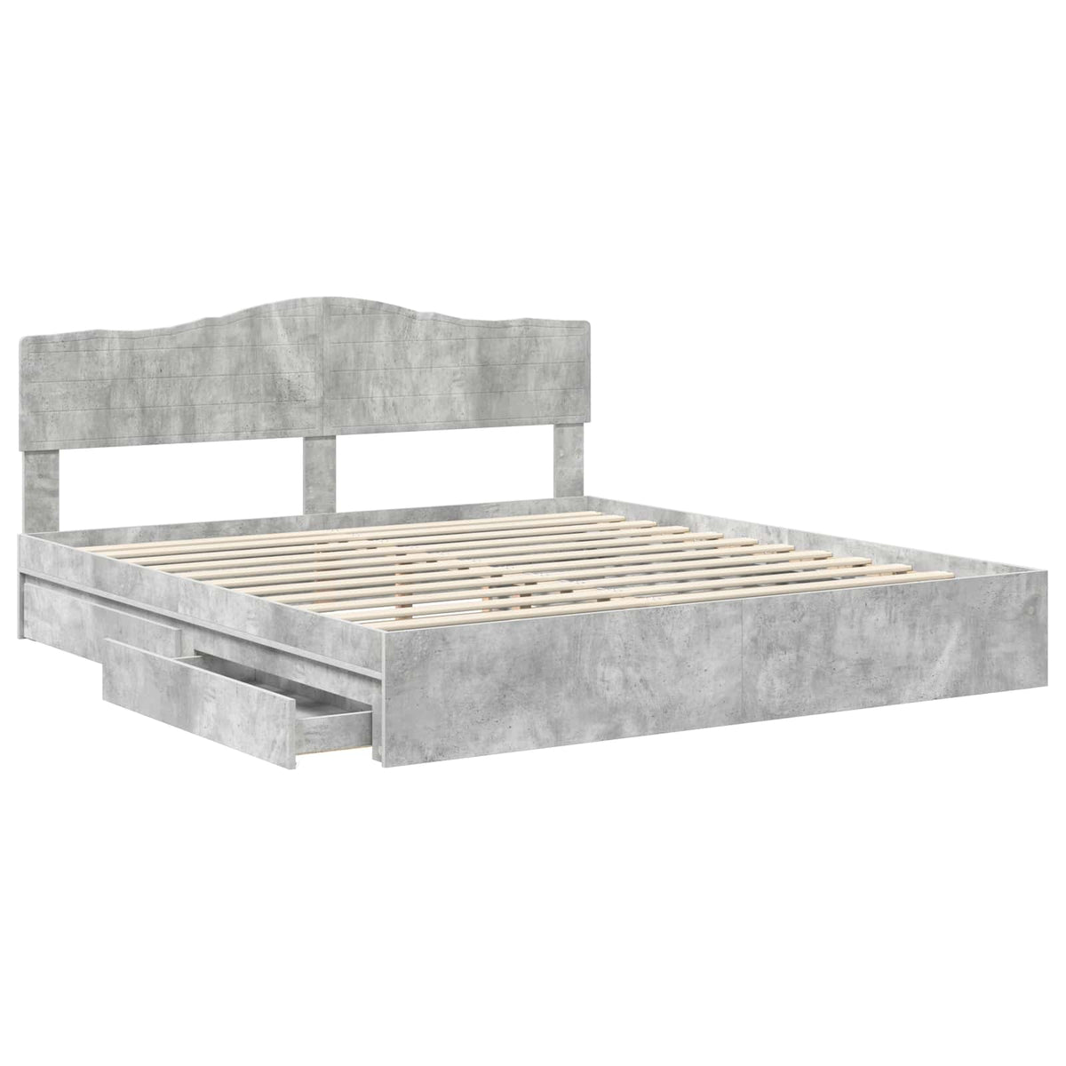 vidaXL Storage Bed Concrete Grey 200 x 200 cm Engineered Wood 5