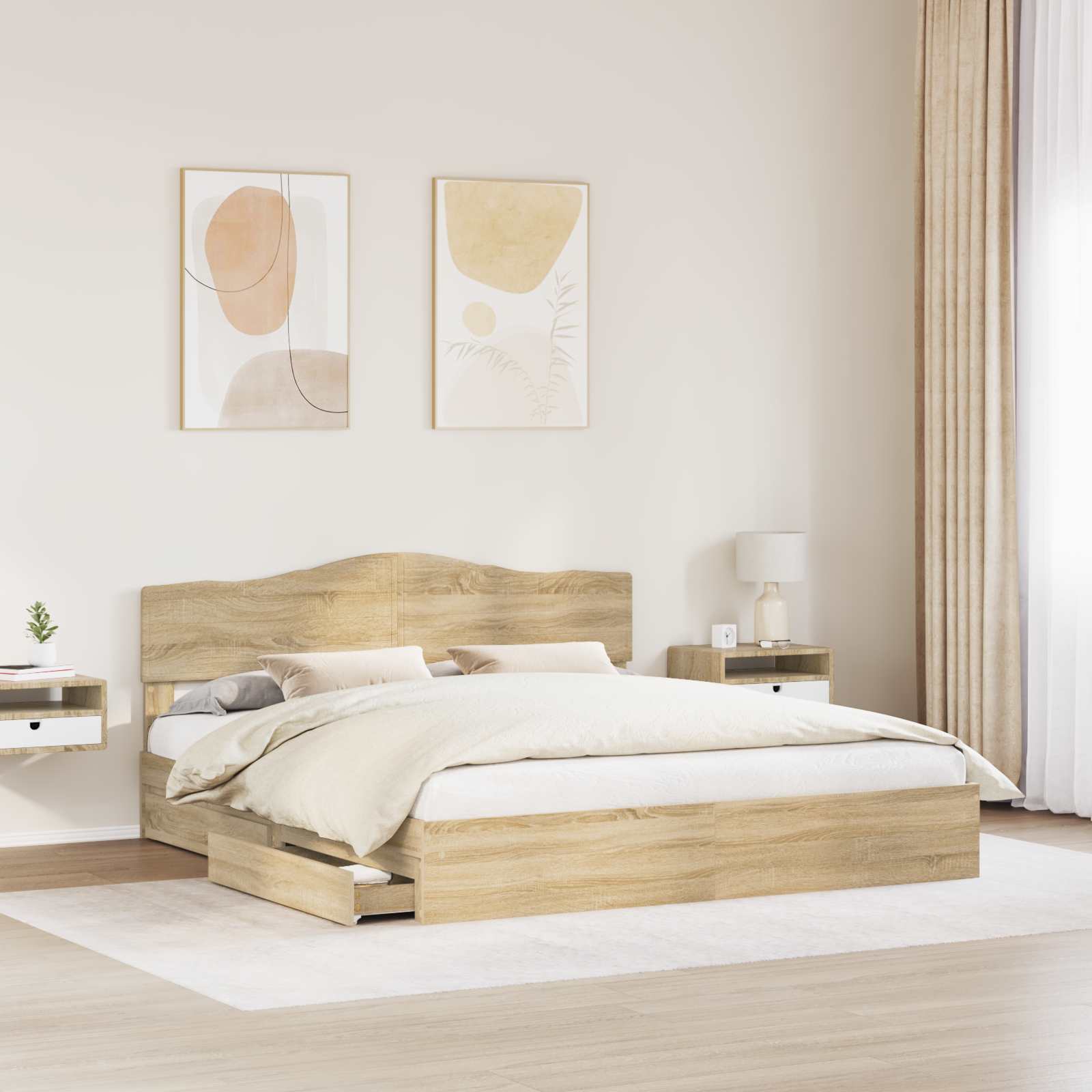 vidaXL Storage Bed with Drawer Sonoma Oak 180 x 200 cm Engineered Wood 3