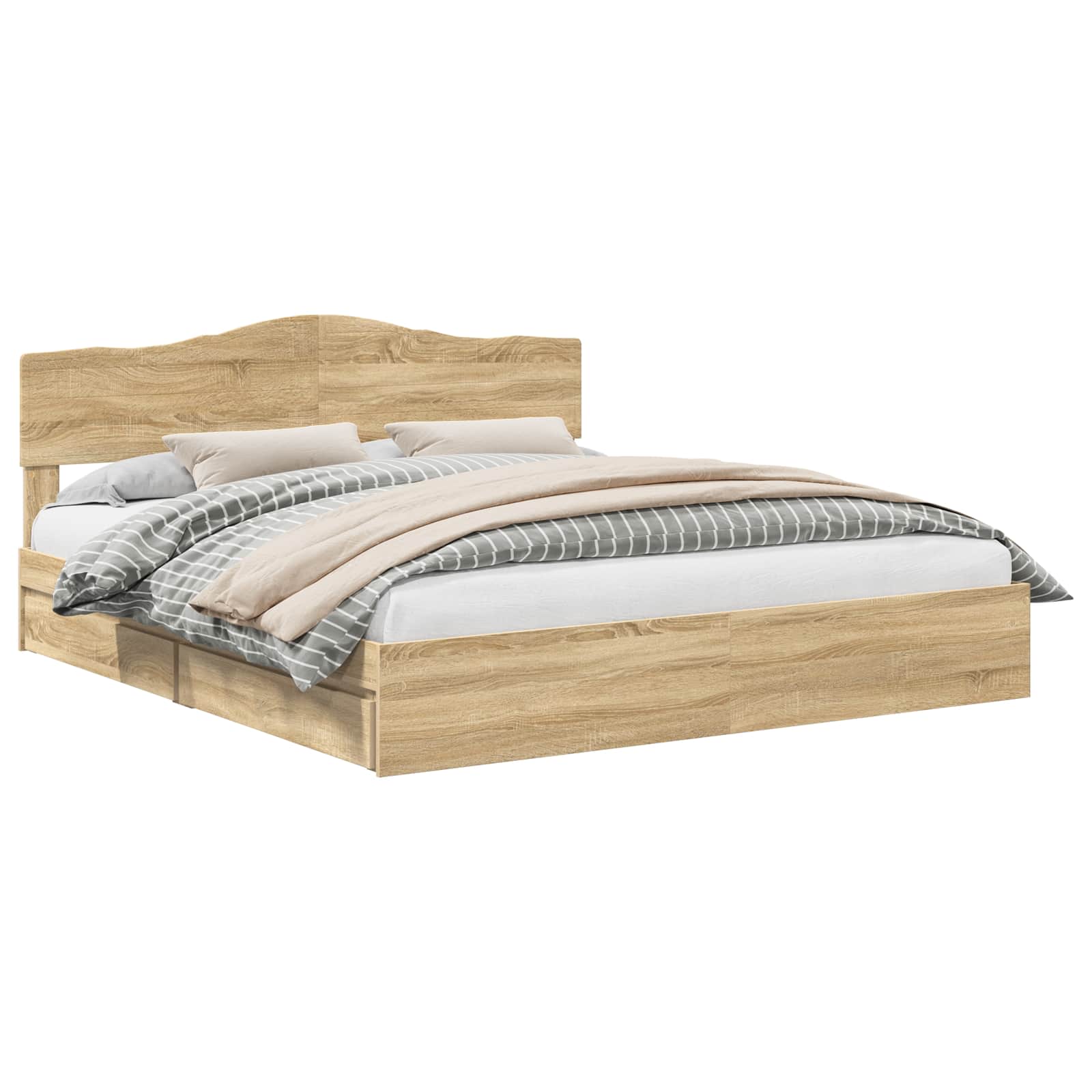 vidaXL Storage Bed with Drawer Sonoma Oak 180 x 200 cm Engineered Wood 2
