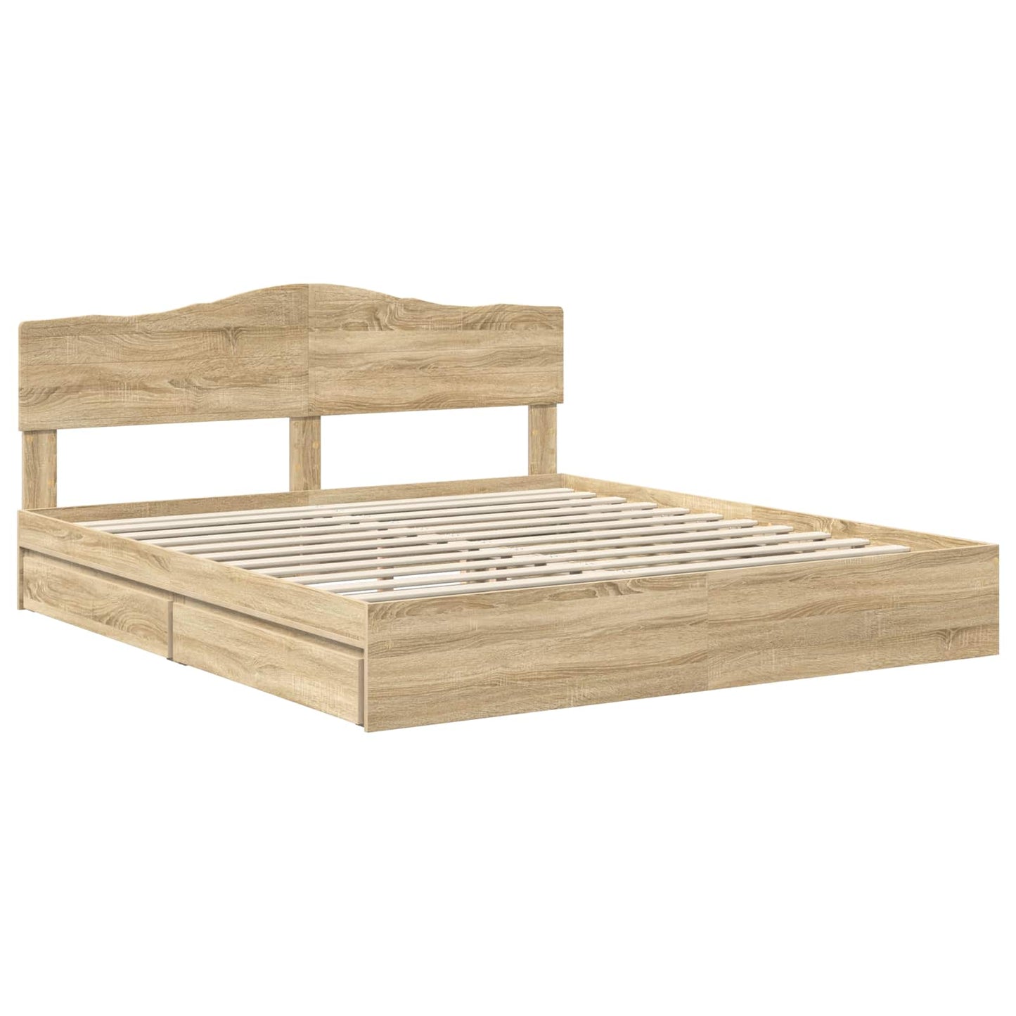 vidaXL Storage Bed with Drawer Sonoma Oak 180 x 200 cm Engineered Wood 4