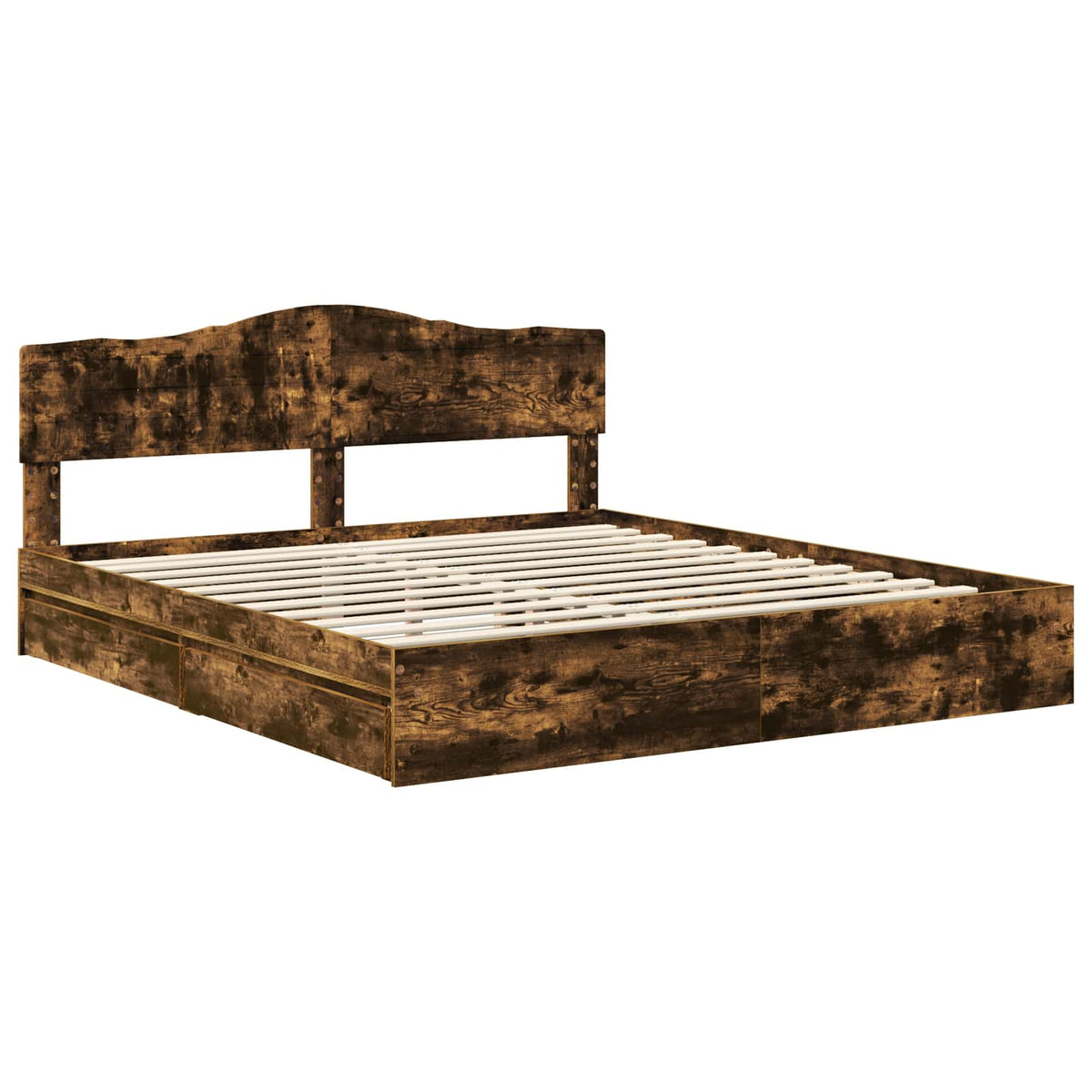 vidaXL Storage Bed with Drawer Smoked Oak 180 x 200 cm Engineered Wood 4