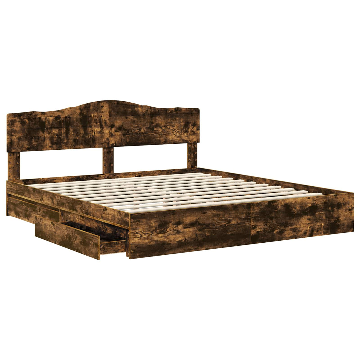 vidaXL Storage Bed with Drawer Smoked Oak 180 x 200 cm Engineered Wood 5