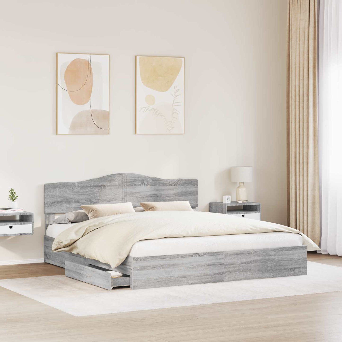 vidaXL Storage Bed Adjustable Grey Sonoma 180 x 200 cm Engineered Wood 3