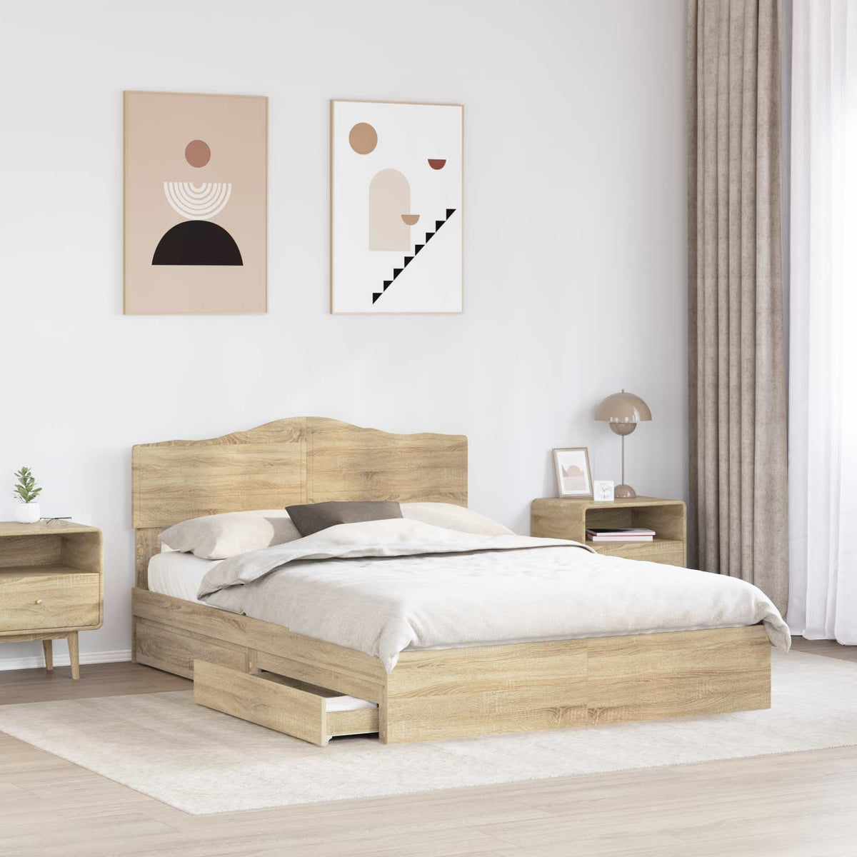 Storage Bed with Drawer Engineered Wood Length 200 cm Sonoma oak 160 cm