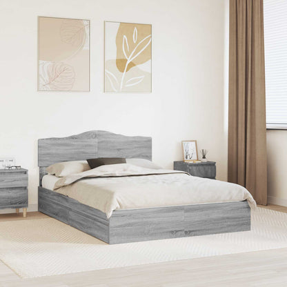 vidaXL Storage Bed Adjustable Grey Sonoma 160 x 200 cm Engineered Wood 1