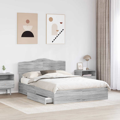 vidaXL Storage Bed Adjustable Grey Sonoma 160 x 200 cm Engineered Wood 3