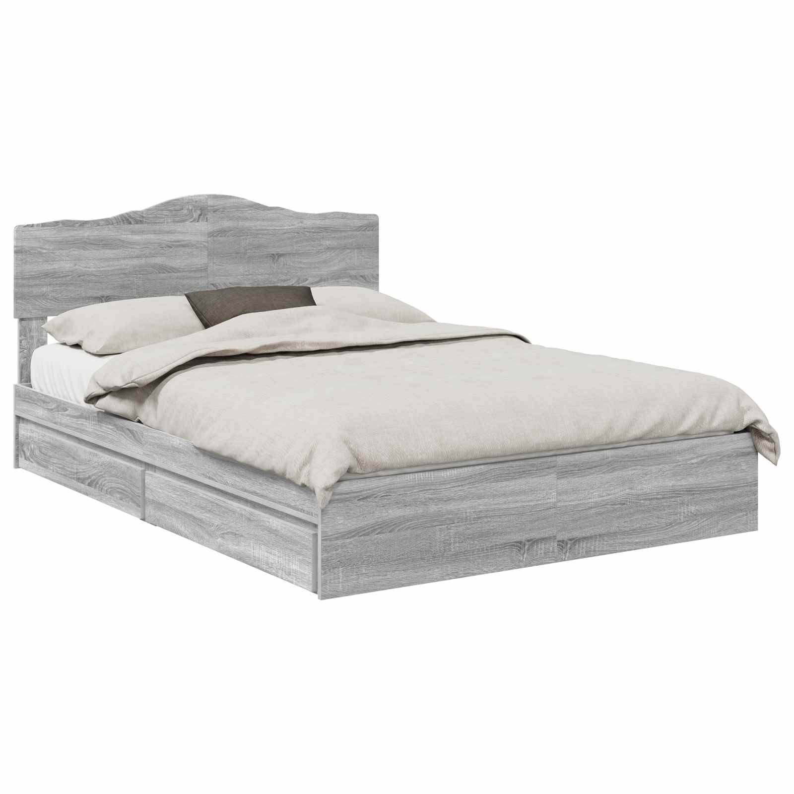 vidaXL Storage Bed Adjustable Grey Sonoma 160 x 200 cm Engineered Wood 2