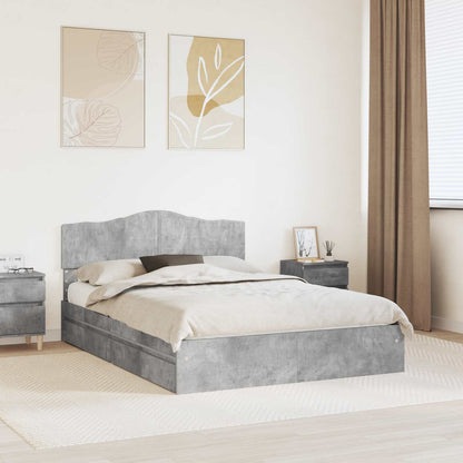 Storage Bed Engineered Wood Length 200 cm Concrete Grey 150 cm