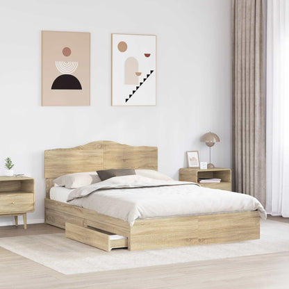 vidaXL Storage Bed with Drawer Sonoma Oak 140 x 200 cm Engineered Wood 3