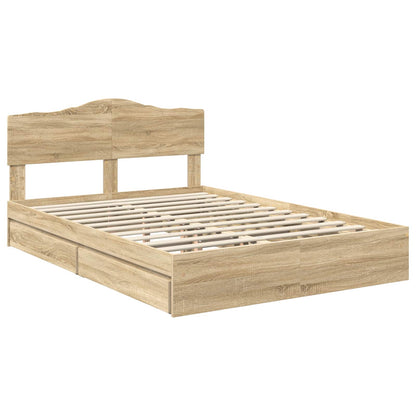 vidaXL Storage Bed with Drawer Sonoma Oak 140 x 200 cm Engineered Wood 4