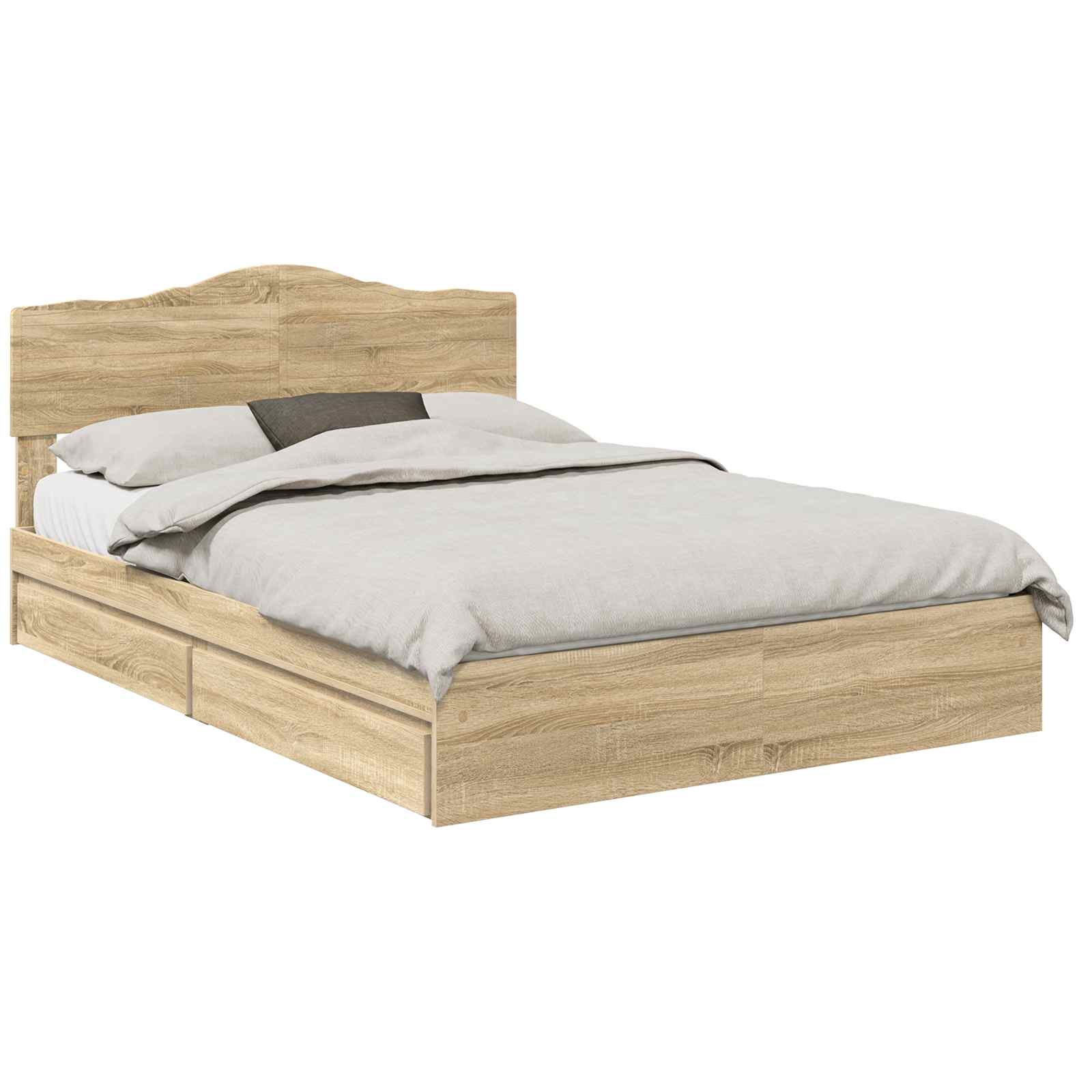 vidaXL Storage Bed with Drawer Sonoma Oak 140 x 190 cm Engineered Wood 2