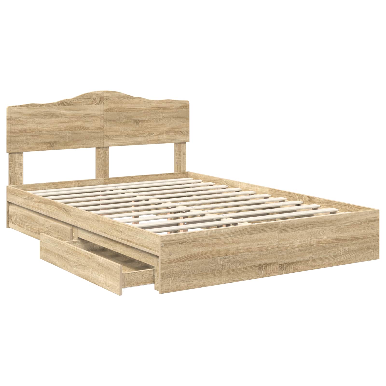 vidaXL Storage Bed with Drawer Sonoma Oak 140 x 190 cm Engineered Wood 5