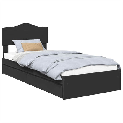 vidaXL Storage Bed with Drawer Black 90 x 190 cm Engineered Wood 2