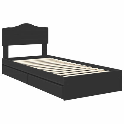 vidaXL Storage Bed with Drawer Black 90 x 190 cm Engineered Wood 4