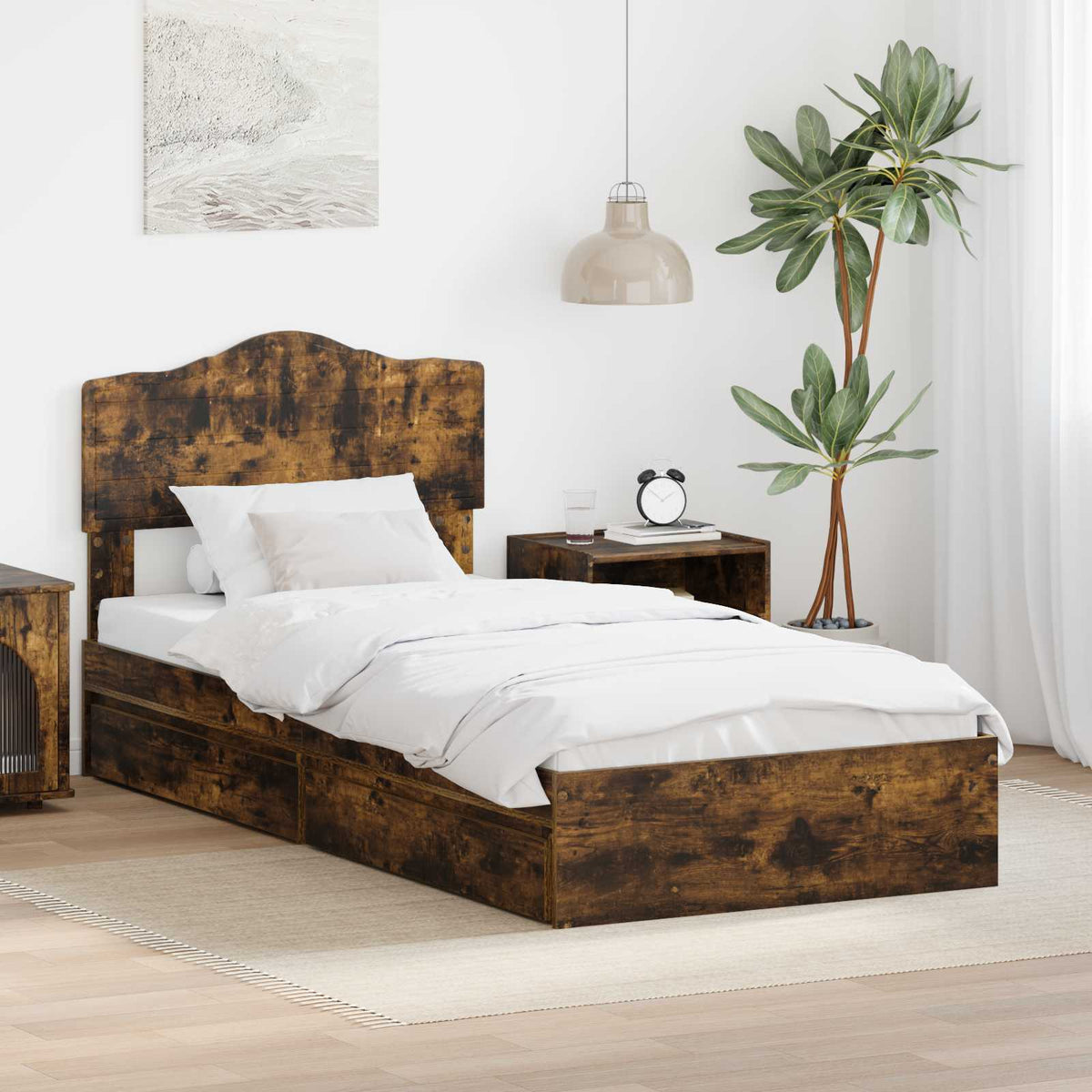 Storage Bed Drawer Engineered Wood Length Smoked Oak
