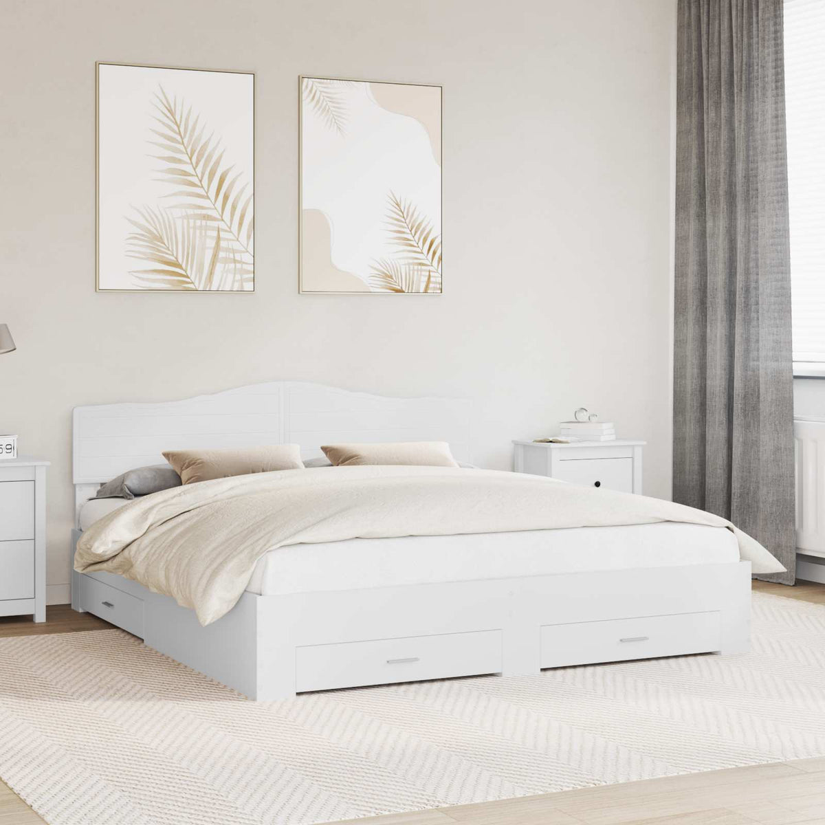 vidaXL Bed Frame with Drawer White 180 x 200 cm Engineered Wood 1