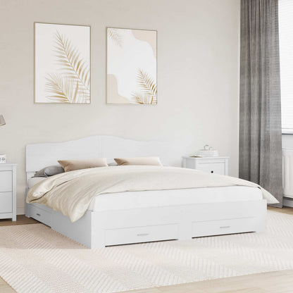 vidaXL Bed Frame with Drawer White 180 x 200 cm Engineered Wood 1