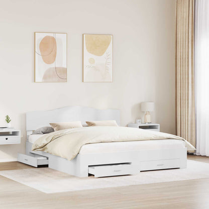 vidaXL Bed Frame with Drawer White 180 x 200 cm Engineered Wood 3