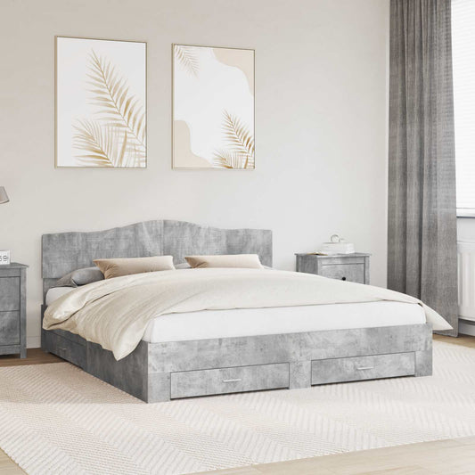 vidaXL Bed Frame Concrete Grey 180 x 200 cm Engineered Wood 1