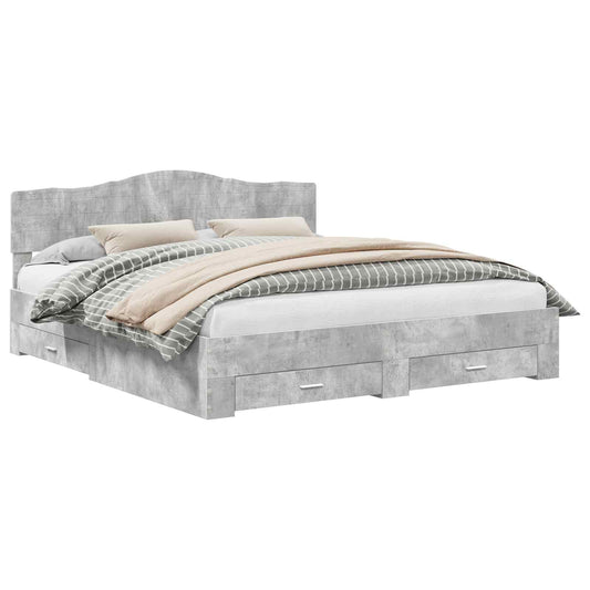 vidaXL Bed Frame Concrete Grey 180 x 200 cm Engineered Wood 2