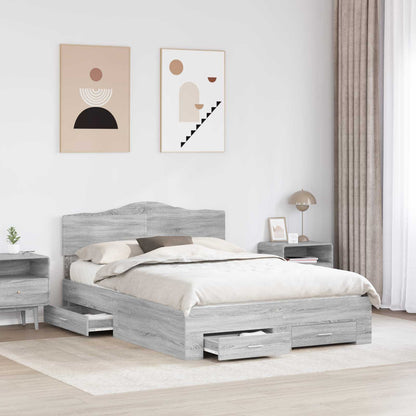 vidaXL Bed Frame with Drawer Grey Sonoma 160 x 200 cm Engineered Wood 3