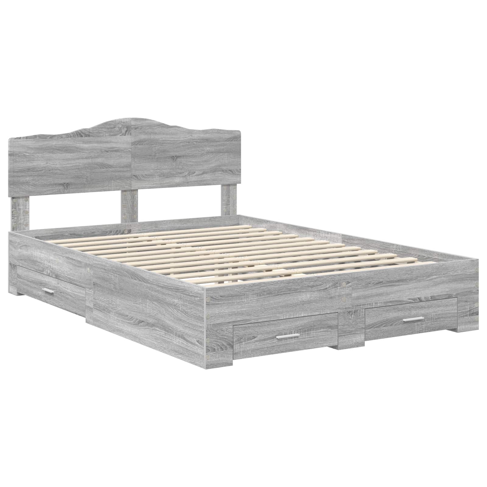 vidaXL Bed Frame with Drawer Grey Sonoma 160 x 200 cm Engineered Wood 4
