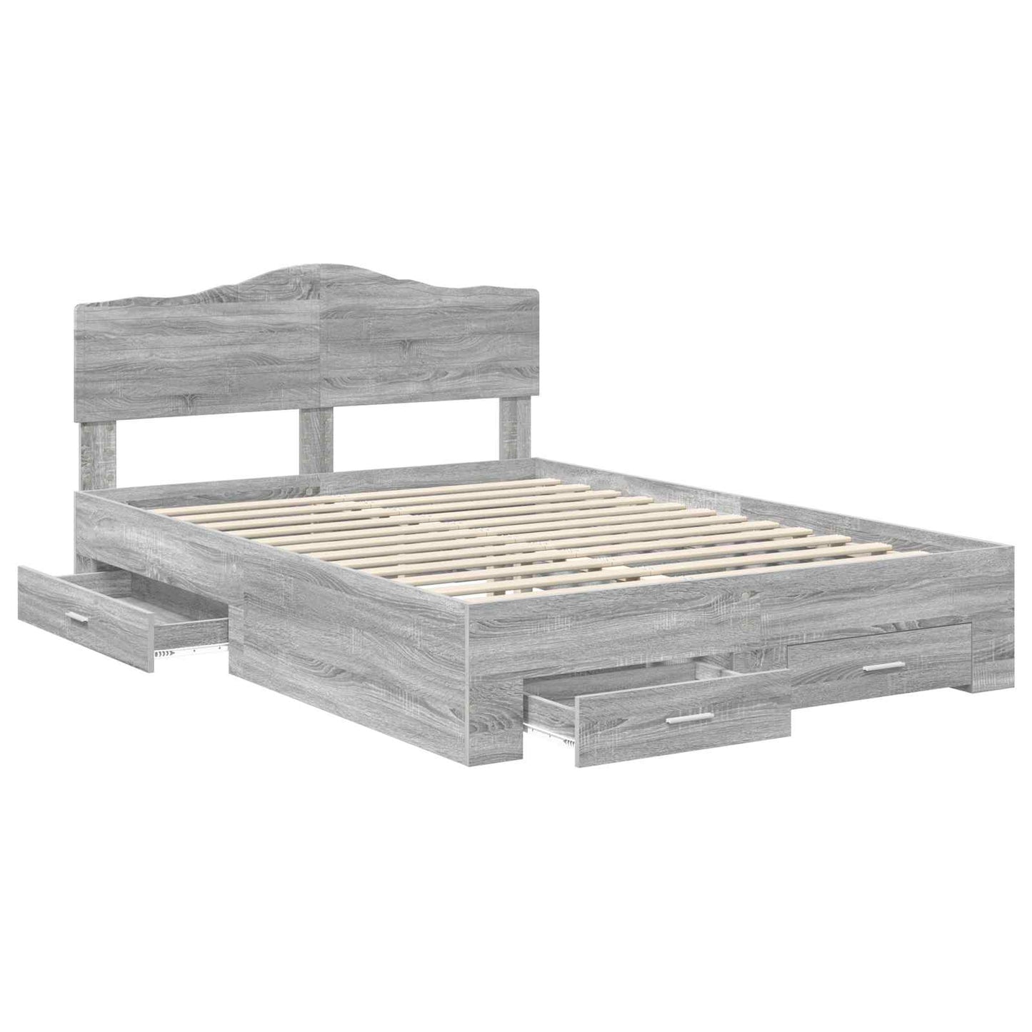 vidaXL Bed Frame with Drawer Grey Sonoma 160 x 200 cm Engineered Wood 5