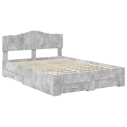 vidaXL Bed Frame Concrete Grey 150 x 200 cm Engineered Wood 4