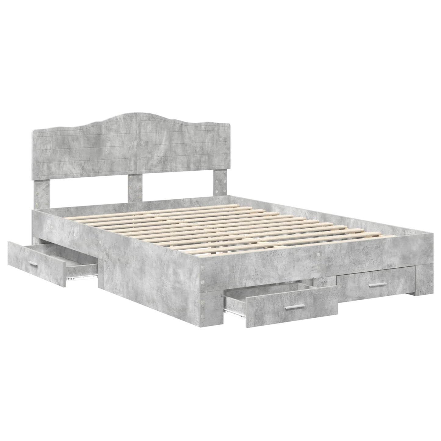 vidaXL Bed Frame Concrete Grey 150 x 200 cm Engineered Wood 5