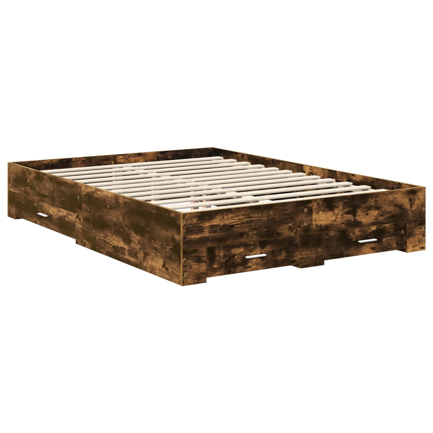 vidaXL Bed Frame with Drawer Smoked Oak 150 x 200 cm Engineered Wood 6