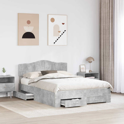 vidaXL Bed Frame Concrete Grey 140 x 200 cm Engineered Wood 3