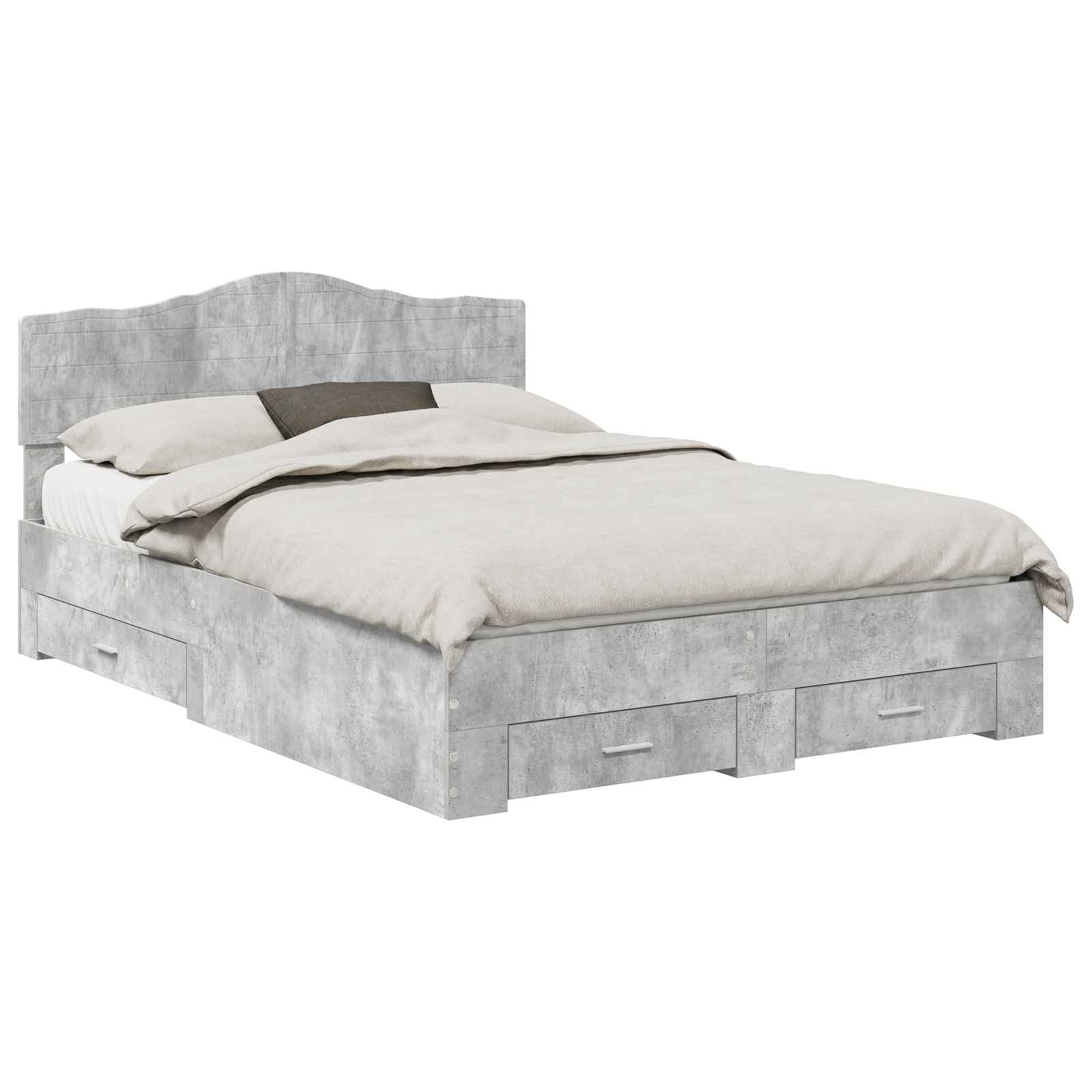 vidaXL Bed Frame Concrete Grey 140 x 200 cm Engineered Wood 2