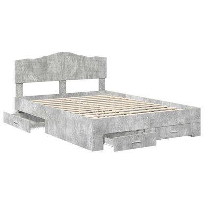 vidaXL Bed Frame Concrete Grey 140 x 200 cm Engineered Wood 5