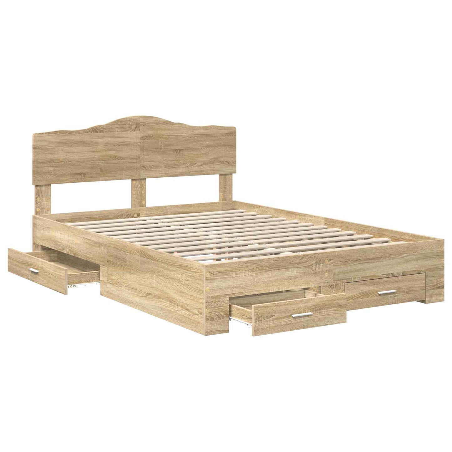 vidaXL Bed Frame with Drawer Sonoma Oak 140 x 190 cm Engineered Wood 5