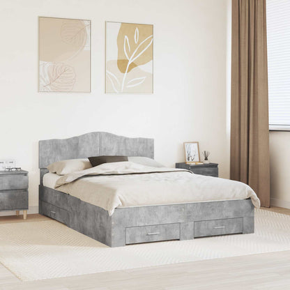 vidaXL Bed Frame Concrete Grey 140 x 190 cm Engineered Wood 1