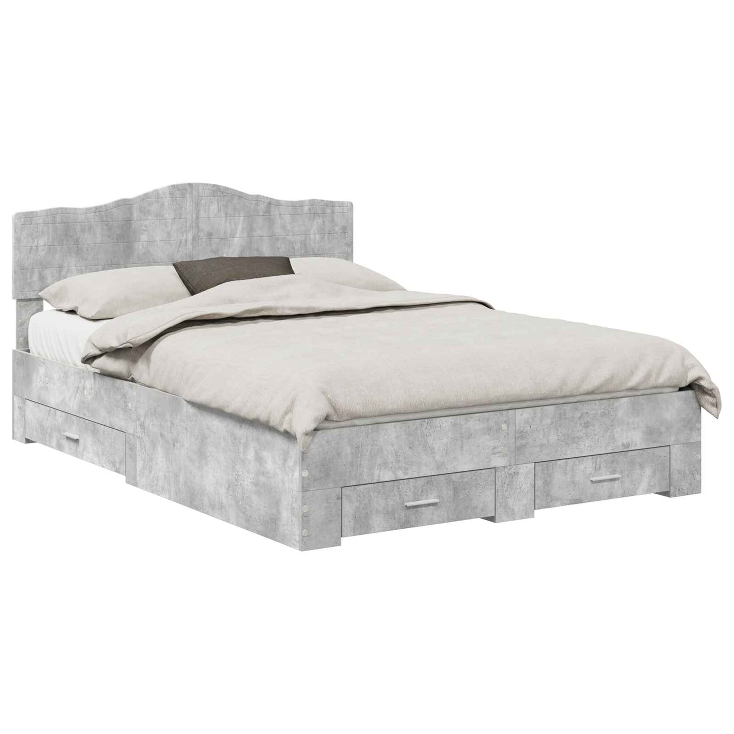vidaXL Bed Frame Concrete Grey 140 x 190 cm Engineered Wood 2