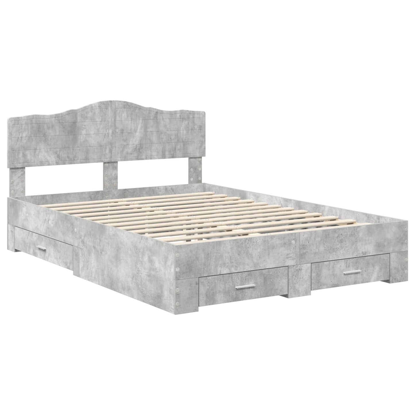 vidaXL Bed Frame Concrete Grey 140 x 190 cm Engineered Wood 4