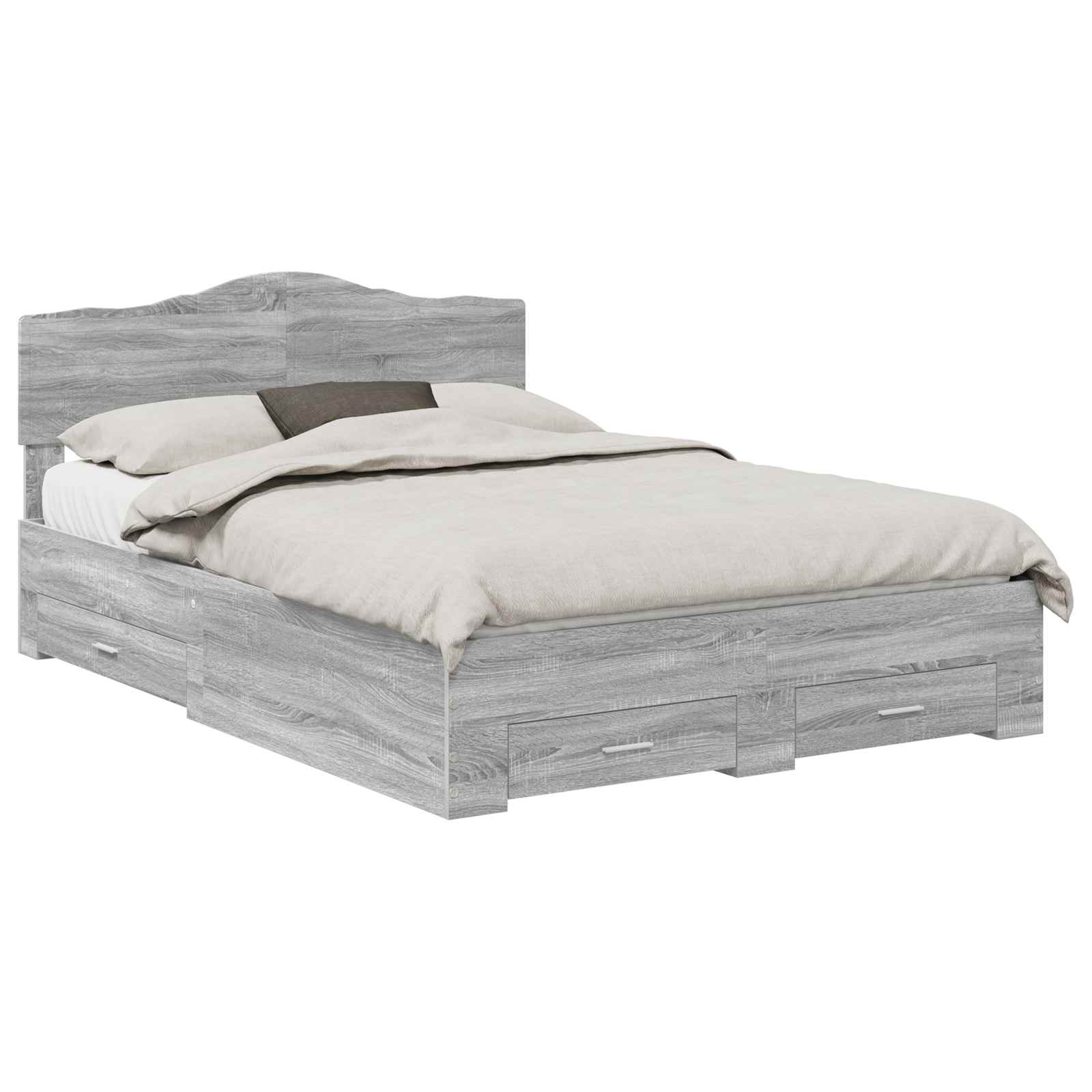 vidaXL Bed Frame with Drawer Grey Sonoma 140 x 190 cm Engineered Wood 2