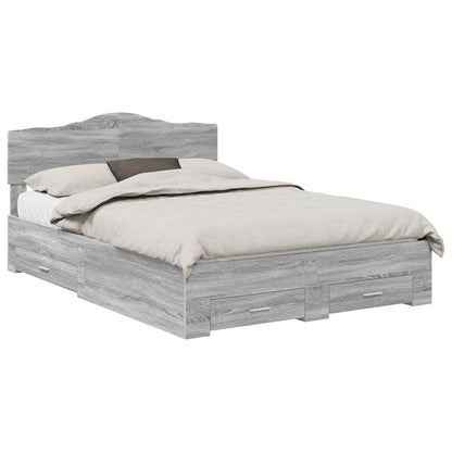 vidaXL Bed Frame with Drawer Grey Sonoma 140 x 190 cm Engineered Wood 2