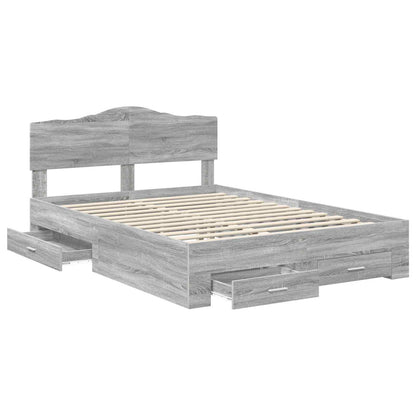 vidaXL Bed Frame with Drawer Grey Sonoma 140 x 190 cm Engineered Wood 5