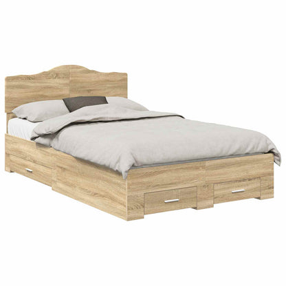 vidaXL Bed Frame with Drawer Sonoma Oak 135 x 190 cm Engineered Wood 2